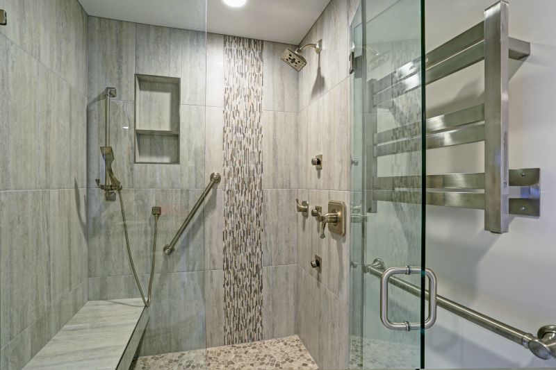 Modern Shower with Built-in Shelves